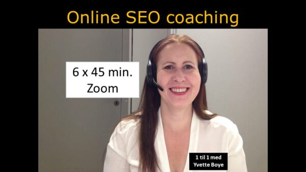 SEO konsulent Yvette Boye mens hun holder online SEO coaching og tekst med 6 ganger 45 min. Zoom.